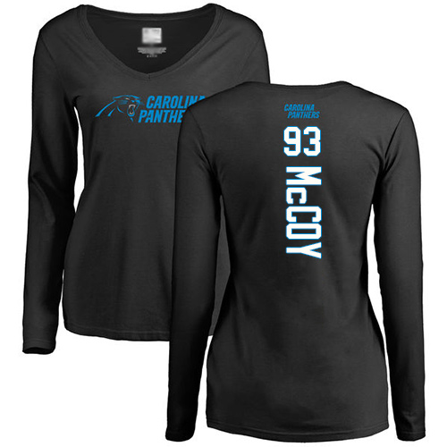 Carolina Panthers Black Women Gerald McCoy Backer Slim Fit NFL Football #93 Long Sleeve T Shirt